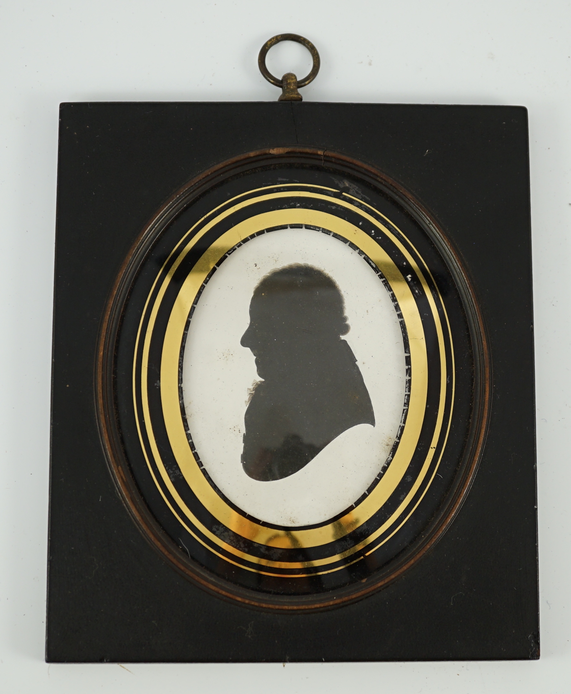 John Miers (1752-1821) and John Field (1772-1848), Silhouette of a gentleman, painted plaster, 8.2 x 6cm.